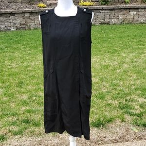 Dana Buchman Black Sleeveless Shift Dress Button Shoulder Epaulet 10
